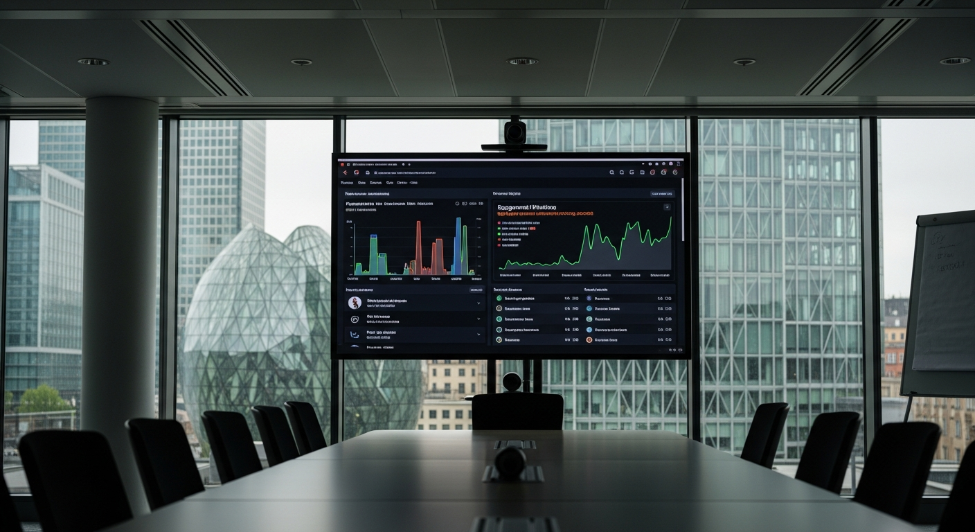A split-composition editorial photograph: on the left, a freelance illustrator at a desk in a small European flat, working carefully on a digital drawing tablet, warm natural window light; on the righ