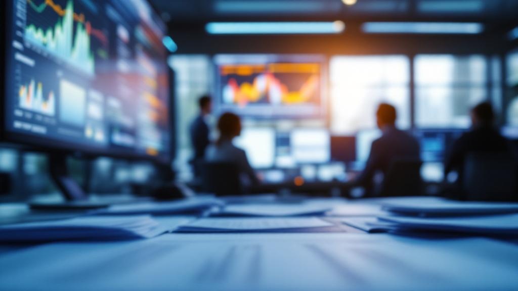 Editorial photograph taken inside a contemporary European government technology operations centre, such as those found in the Brussels EU Quarter or at the UK Government Digital Service offices in Lon